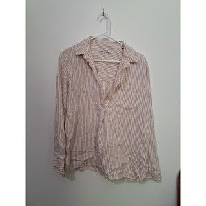 Madewell Cream and maroon striped button down size large